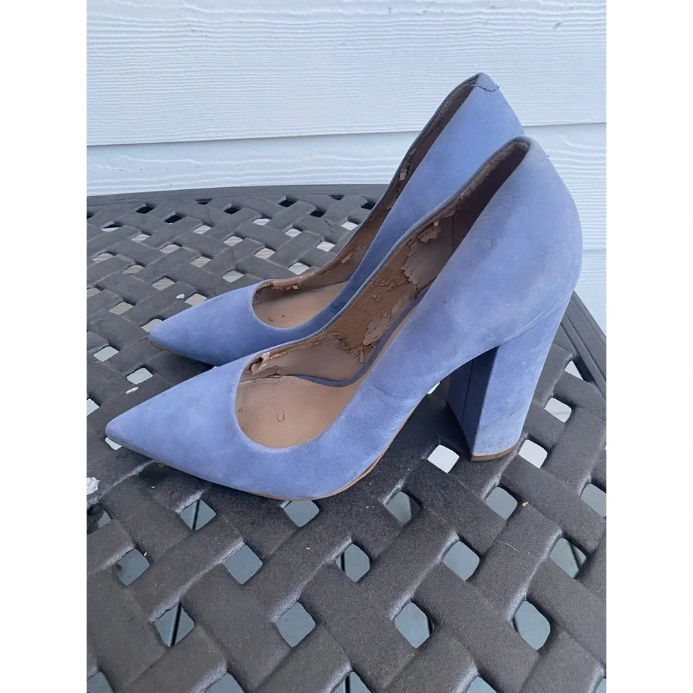 Steve Madden Periwinkle Blue Suede Block Heel Pumps Size 9.5 M